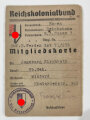 Reichskolonialbund Mitgliedskarte einer Frau aus Essen, datiert 1941