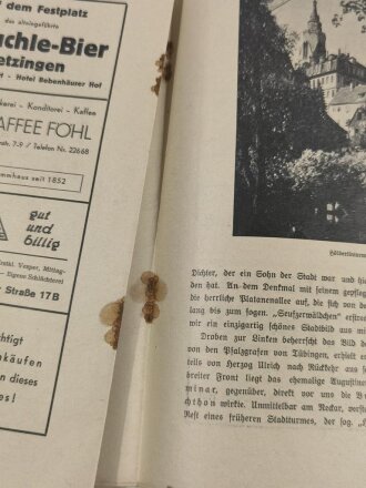 "Frontsoldaten und Kriegsopfer-Ehrentag Tübingen" Sonntag den 11.August, datiert 1935, 40 Seiten, A5, alle Seiten lose
