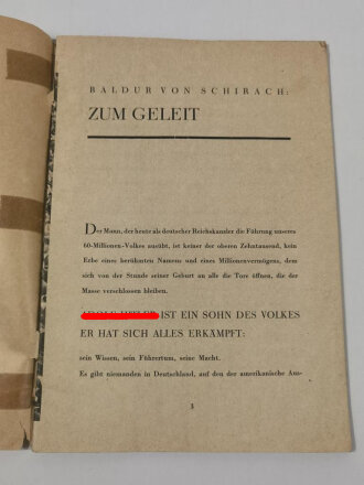 "Der Triumph des Willens" Kampf und Aufstieg Adolf Hilters und seiner Bewegung" Vom Verlagseinband ist nur die Vorderseite erhalten, diese ist beschnitten und mit Tesafilm befestigt