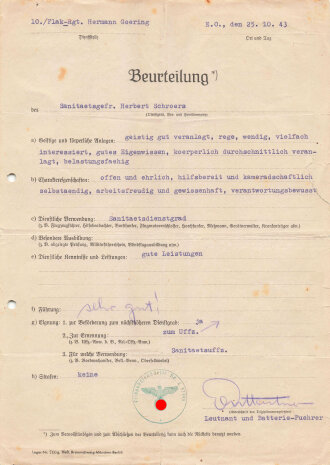 Dokumentennachlass eines Schwer Verwundeten Sanitäts- Gefreiten , Angehöriger Flak Regiment Hermann Göring