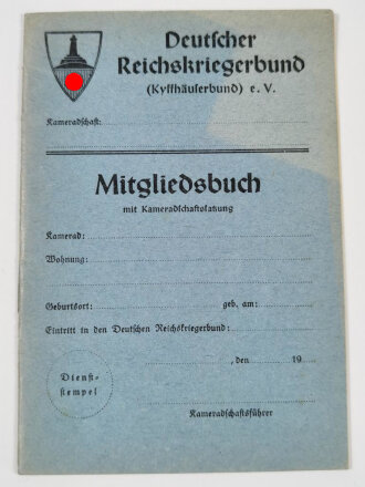Deutscher Reichskriegerbund Mitgliedsbuch, blanko