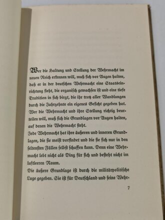 "Die Wehrmacht im nationalsozialistischen Staat", datiert 1935, 47 Seiten, DIN A5