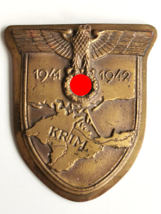 Krimschild 1941 / 1942 mit Gegenplatte, Eisen bronziert