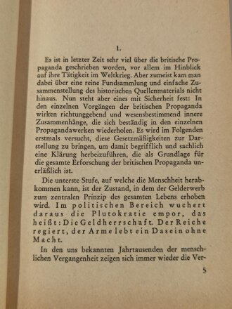 "Britische Propaganda" Band 6, Zentralverlag der NSDAP, datiert 1941, 88 Seiten, DIN A5