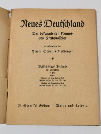 "Neues Deutschland - Kampf- und Freiheitslieder," 59 Seiten, über A6