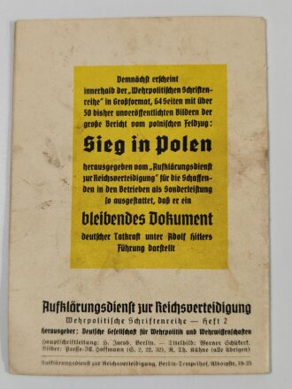 "Westwall unbezwingbar" Aufklärungsdienst zur Reichsverteidigung Heft 2