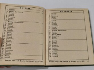 NSRL, Taschenbuch der Leibesübung 1938, 141 Seiten, DIN A6