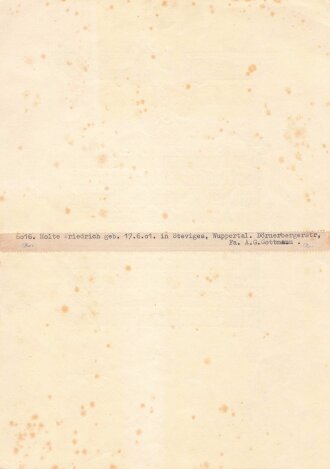 Westwall ?Urkunde eines Arbeitsbeauftragten im...