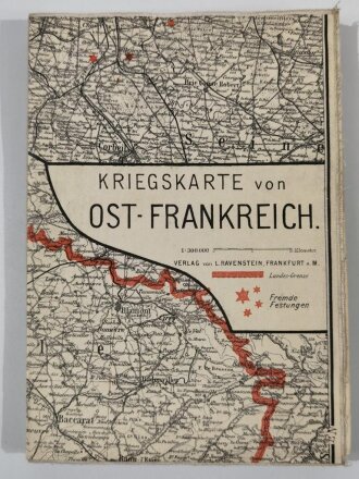 Kriegskarte von Ost-Frankreich, auf Stoff gedruckt