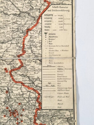 Kriegskarte von Ost-Frankreich, auf Stoff gedruckt