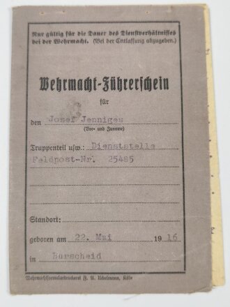Wehrmacht-Führerschein von 1940 " Berechtigt...