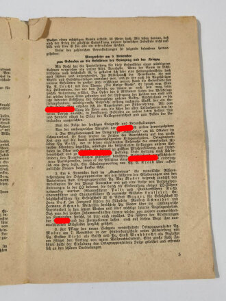 "Die Heimat grüßt ihre ausmaschierten Kameraden!" Ortsgruppe der NSDAP Mader/Rath, Metzingen Kriegsweihnachten 1941, über DIN A5, 8 Seiten