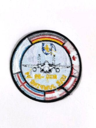 REPRODUKTION, Ärmelabzeichen für die Verlegung der MIG 29 nach Amerika 1999, " MIG 29 Tour " Durchmesser 9 cm