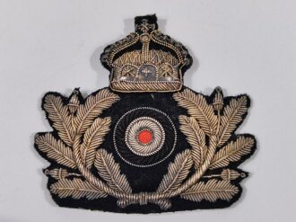 Kaiserliche Marine, Schirmmützenabzeichen für verbeamtete Offiziere , Silberfaden, sehr guter Zustand