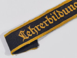 III.Reich, Ärmelband "Lehrerbildungsanstalt" gelb auf schwarz, stark getragen und auf 32cm gekürzt