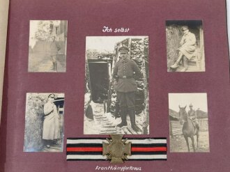 1.Weltkrieg Fotoalbum eines Angehörigen IR55, später Oberschlesisches Regiment 62. Stellungskämpfe vor Dünaburg, später Flandern und Somme. Jede Seite des Album ist fotografiert. Seitenmaß je 25 x 32cm