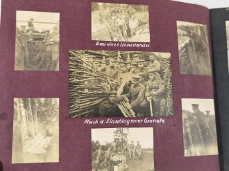 1.Weltkrieg Fotoalbum eines Angehörigen IR55, später Oberschlesisches Regiment 62. Stellungskämpfe vor Dünaburg, später Flandern und Somme. Jede Seite des Album ist fotografiert. Seitenmaß je 25 x 32cm