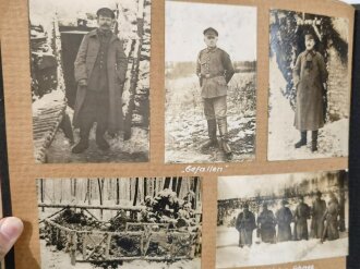 1.Weltkrieg Fotoalbum eines Angehörigen IR55, später Oberschlesisches Regiment 62. Stellungskämpfe vor Dünaburg, später Flandern und Somme. Jede Seite des Album ist fotografiert. Seitenmaß je 25 x 32cm