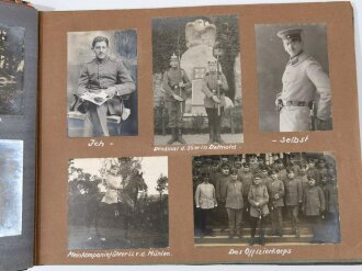 1.Weltkrieg Fotoalbum eines Angehörigen IR55, später Oberschlesisches Regiment 62. Stellungskämpfe vor Dünaburg, später Flandern und Somme. Jede Seite des Album ist fotografiert. Seitenmaß je 25 x 32cm