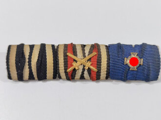 3er Bandspange eines Veteranen im 1. Weltkrieg mit Treudienst- Ehrenzeichen Auflage, Breite 75 mm