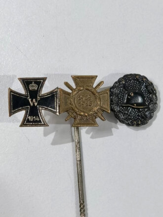 Miniatur, Eisernes Kreuz 1914, Ehrenkreuz für Frontkämpfer, Verwundetenabzeichen Schwarz, Größe 12 mm