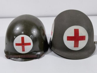 U.S. 2. Weltkrieg, Stahlhelm Rot Kreuz. Originaler Helm und Innenhelm , Schweißband französisch Nachkrieg. Komplett neuzeitlich lackiert. Guter Ersatz für einen nicht zu beschaffenden Helm