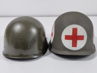 U.S. 2. Weltkrieg, Stahlhelm Rot Kreuz. Originaler Helm und Innenhelm , Schweißband französisch Nachkrieg. Komplett neuzeitlich lackiert. Guter Ersatz für einen nicht zu beschaffenden Helm