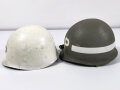 U.S. 2. Weltkrieg, Stahlhelm "MP" Militärpolizei. Originaler Helm und Innenhelm , komplett neuzeitlich lackiert. Guter Ersatz für einen nicht zu beschaffenden Helm