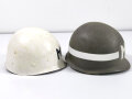 U.S. 2. Weltkrieg, Stahlhelm "MP" Militärpolizei. Originaler Helm und Innenhelm , komplett neuzeitlich lackiert. Guter Ersatz für einen nicht zu beschaffenden Helm