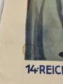 Grossformatiges Plakat " 14.Reichsfrontsoldatentag des Stahlhelm Bund der Frontsoldaten Hannover"  Guter Zustand, Maße 59 x 81cm, "Hohlwein" Entwurf