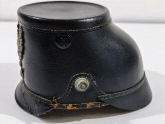 Preußen 1.Weltkrieg, Tschako für Mannschaften. getragenes Stück, der Vorderschirm seitlich etwa 3 cm gelöst, Größe 57