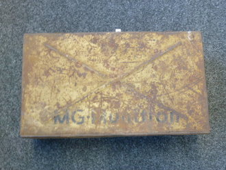 Kasten MG Munition (Gurttrommeln) für Fahrzeuge, unberührtes Stück, original Lack, sehr selten
