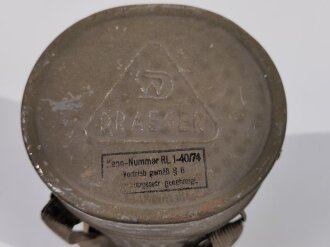 Luftschutz Bereitschaftsbüchse für die Gasmaske der Firma Draeger. Originallack