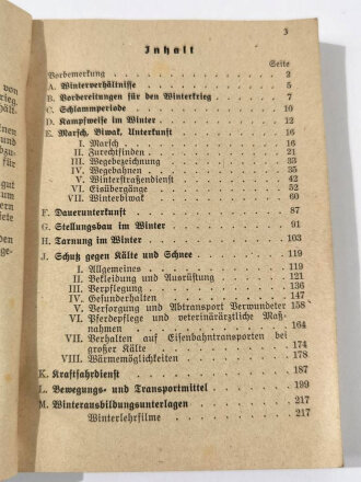 "Taschenbuch für den Winterkrieg" gekürzte Ausgabe vom 1.September 1942 mit 270 Seiten