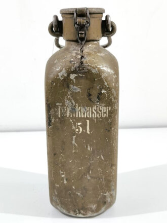5 Liter Trinkwasser Kanne Wehrmacht. Originallack, Verschluss gängig