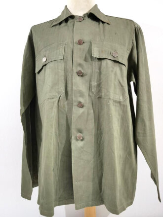 U.S. WWII Jacket, HBT. Buttonhole damage