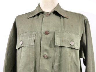 U.S. WWII Jacket, HBT. Buttonhole damage