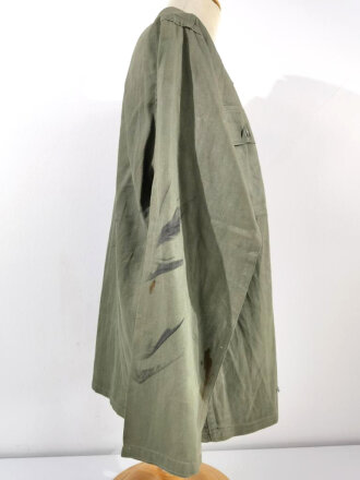 U.S. WWII Jacket, HBT. Buttonhole damage