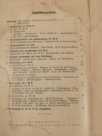 "MG34, seine Verwendung als l.MG oder s.MG" mit 29 Abbildungen im Text, datiert 1938