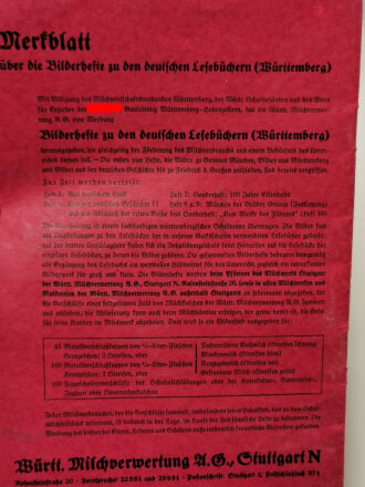 "Vom Werke des Führers" 10. Bilderheft zu den deutschen Lesebüchern, datiert 1935, 32 Seiten, gebraucht