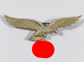 Luftwaffe, Brustadler für die Sommeruniform der Generale, Leichtmetall vergoldet, deutlich getragenes Stück