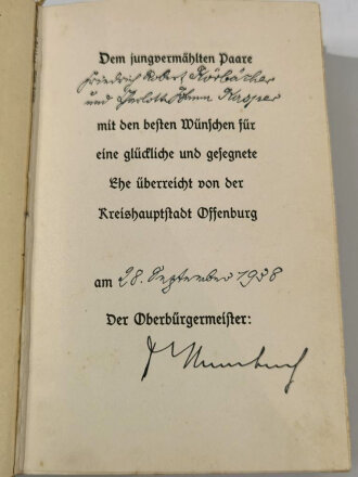 Adolf Hitler " Mein Kampf", Hochzeitsausgabe der Kreishauptstadt Offenburg 1938