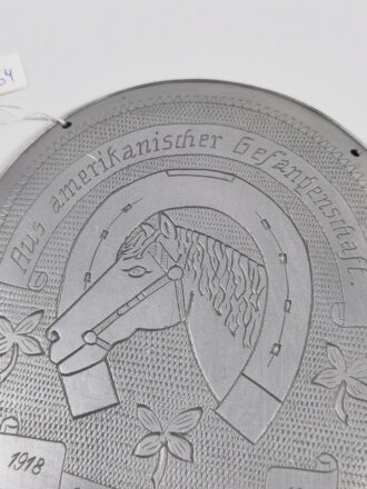 Erinnerungsgegenstand "Aus amerikanischer Gefangenschaft 1918 1919" In den Deckel eines amerikanischen Kochgeschirr graviert, ansprechende Arbeit