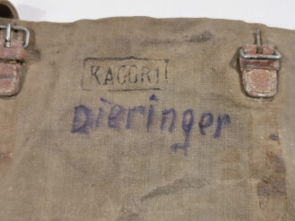 1. Weltkrieg , feldgrauer Zeltzubehörbeutel , defekt, ungereinigt, datiert 1915