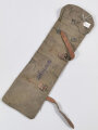 1. Weltkrieg , feldgrauer Zeltzubehörbeutel , defekt, ungereinigt, datiert 1915