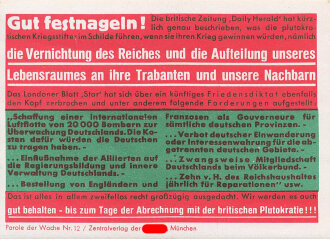 Parole der Woche Nr. 12, "Gut festnageln!", Zentralverlag der NSDAP, 7,5 x 10 cm