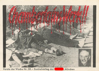 Parole der Woche Nr. 38, "ChamberlainsWerk!", Zentralverlag der NSDAP, 7,5 x 10 cm