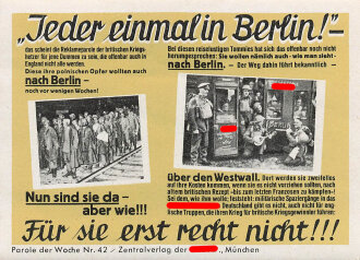 Parole der Woche Nr. 42, "Jeder einmal in Berlin!", Zentralverlag der NSDAP, 7,5 x 10 cm