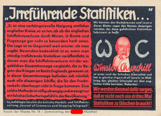 Parole der Woche Nr. 14, "Irreführende Statistiken...", Zentralverlag der NSDAP, 7,5 x 10 cm