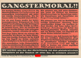 Parole der Woche Nr. 13, "Gangstermoral!!", Zentralverlag der NSDAP, 7,5 x 10 cm